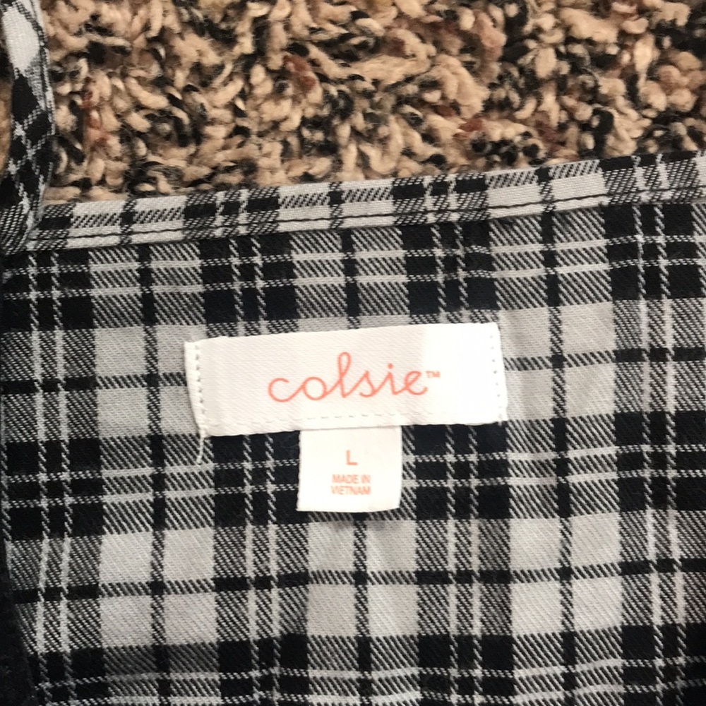 🆕Colsie Plaid Bow Black and White Women's Checkered Sleep Tank Sz L | NWT - Picture 3 of 5